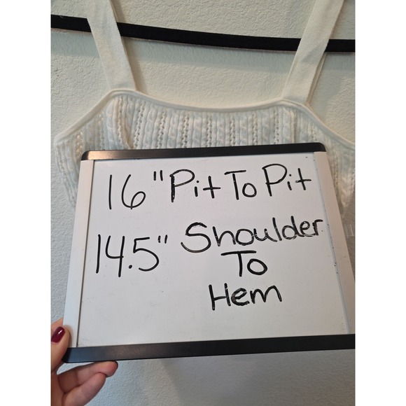 Women's Cream White Cable Knit Crop Top Boho Festival Resortwear Sz M No Tags - Picture 5 of 6